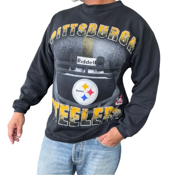 Pittsburgh Steelers Black Sweatshirt ‘97 Riddel - Picture 2 of 6
